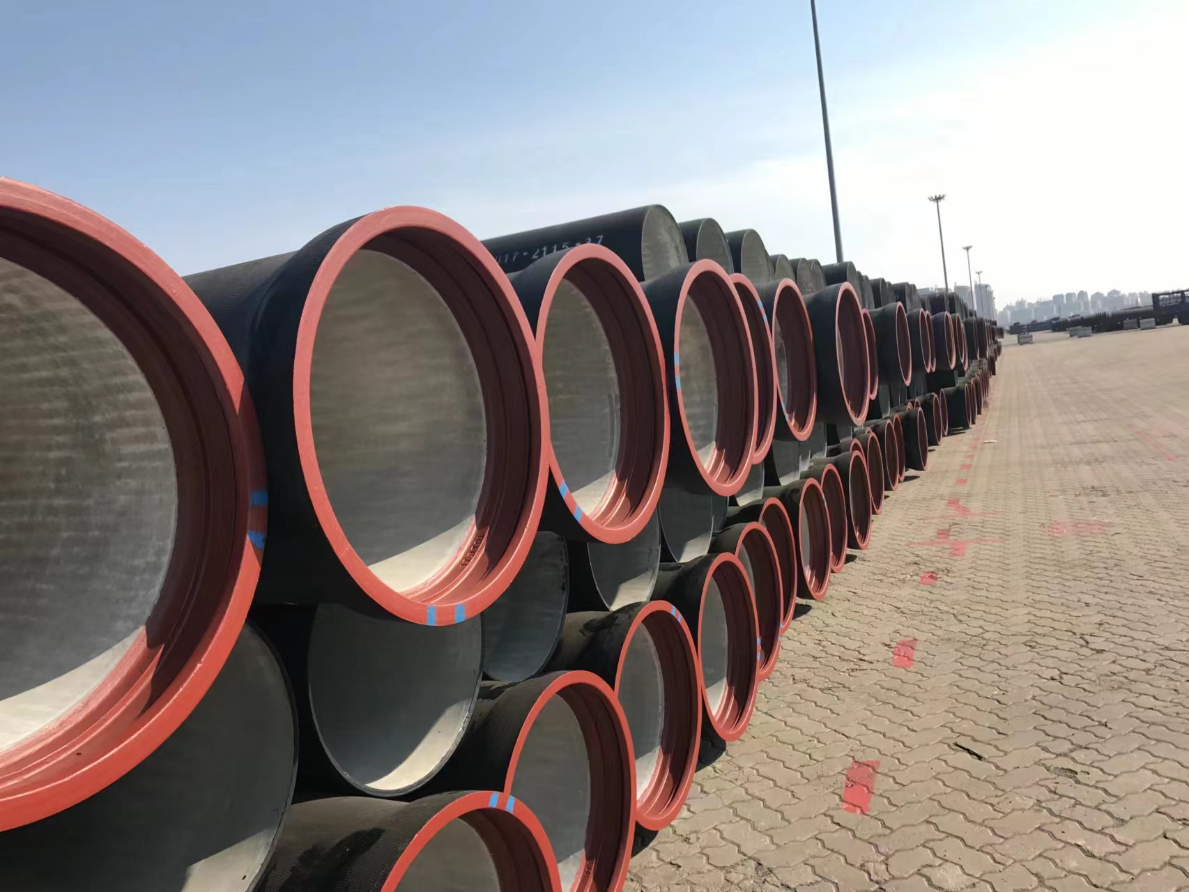 Ductile iron pipes  ( Socket and Spigot Type, Class K9, K8, K12, C40,C30& C25 in 6 Meters or 5.7Meter or 5.5 Meter, Bitumen+ Zinc outside painting and Cement lining inside or FBE inside and outside)